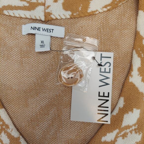 Nine West Animal Print Cropped Cardigan Puffed Sleeves Women’s XL NEW - Picture 2 of 5